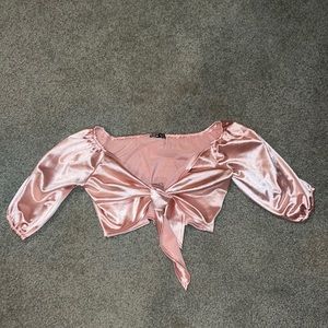 Pink silk SHEIN tie top
